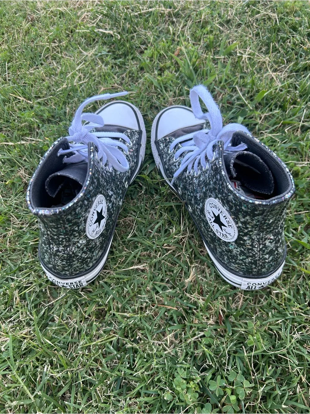 Converse Chuck Taylor Black Glitter High Tops Kids 3.5